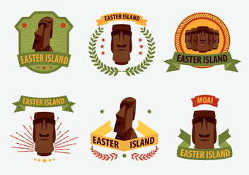 Easter Island Statue Label Illustration Vector - vector gratuit #431091 