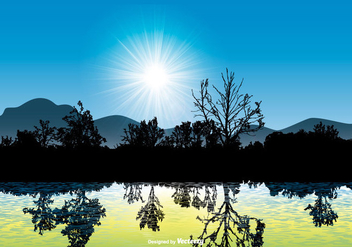 Beautiful Landscape Scene with Water Reflection - vector gratuit #431211 
