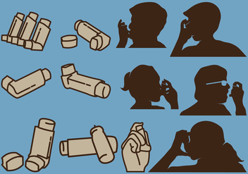 Person Holding Inhaler And Isolated Inhaler - vector gratuit #431561 