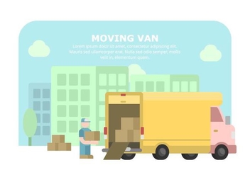 Yellow Moving Van Illustration - vector #431861 gratis