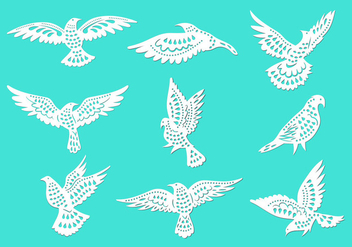 Dove or Paloma Peace Symbols Paper Cut Style Vectors - Free vector #432051