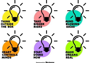 Vector Bulb Icon Set With Motivational Phrases - Kostenloses vector #432261