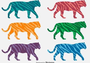 Vector Colorful Tiger Silhouettes With Animal Stripes - vector #432271 gratis