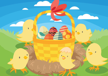 Easter Chick Vector Background - vector #432431 gratis