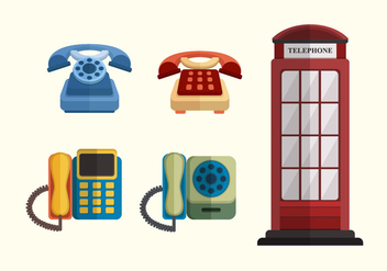 Flat Classic Telephone Vector Collection - vector gratuit #433021 