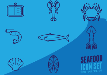Fish And Seafood Outline Icon - vector gratuit #433031 