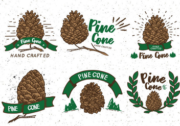 Pine Cones Sticker Vintage Label - vector gratuit #433051 