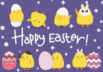 Funny Cute Easter Chick Vectors - vector gratuit #433151 
