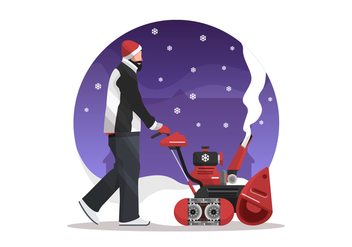 Man With A Snow Blower Vector Illustration - Free vector #433291