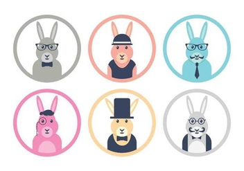Hipster easter bunny icon set - Free vector #433391