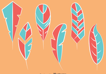 Blue And Pink Bird Feather Vectors - Free vector #433711