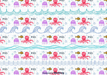 Children's Drawing Sea Pattern - Free vector #433861
