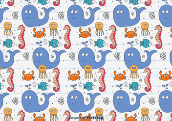 Doodle Sea Animals Pattern - Kostenloses vector #433871