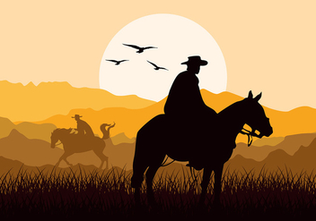 Gaucho Sunset Silhouette Free Vector - Free vector #434191