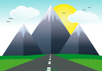 Cute Flat Landscape with Road Illustration - Kostenloses vector #434201