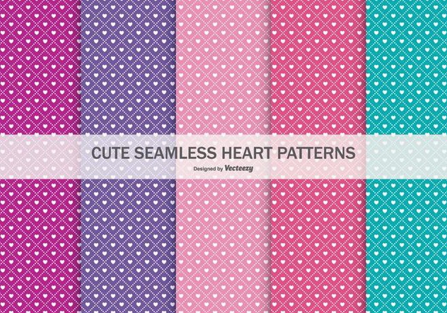 Cute Seamless Heart Patterns Collection - vector #434321 gratis