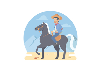 Gaucho Riding A Horse Vector Illustration - Free vector #434871