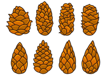 Set Of Pine Cones Vectors - vector gratuit #435381 