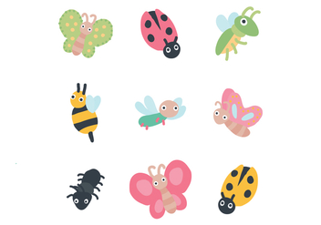 Set Of Cute Bugs - Free vector #436161