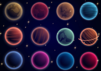 Glowing Planets In Universe - vector gratuit #436611 