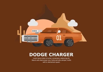 Orange Dodge Car Illustration - vector gratuit #437421 