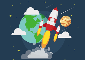 Space Ship Illustration On The Space - vector gratuit #437461 