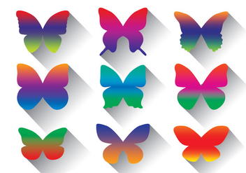 Rainbow Butterfly Vector Pack - Kostenloses vector #437771