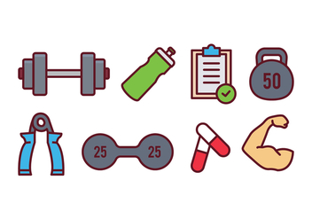 Fitness and Gym Icon Set - vector gratuit #437841 