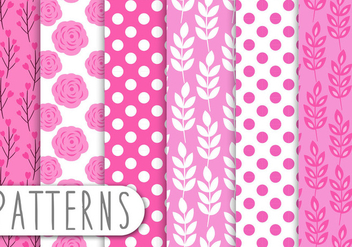 Pink Floral Pattern Set - vector gratuit #438071 