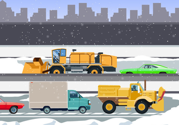 Snow Blowers Cleaning The City Roads Vector - vector #438101 gratis