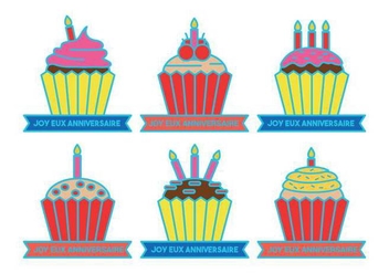 Anniversaire cupcake celebration vectors - vector gratuit #438181 