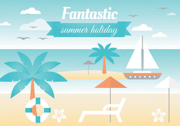 Free Summer Landscape Vector Greeting Card - бесплатный vector #438761