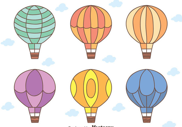 Hand Drawn Hot Air Balloon vectors - Free vector #439421