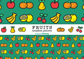 Flat Line Fruits Vector Seamless Pattern - Free vector #439431
