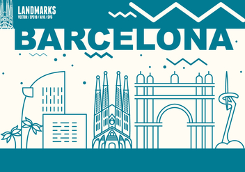 Barcelona City Skyline - vector #439641 gratis