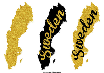 Gold Sweden Map Vector - vector gratuit #439741 