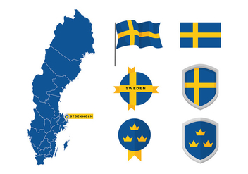 Sweden Map And Flag Free Vector - vector gratuit #439791 