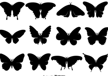 Black Butterfly Icons Or Silhouettes Set - Free vector #439831