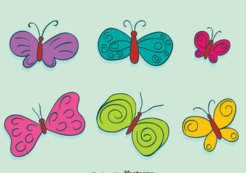 Hand Drawn Colored Butterfly Collection Vectors - vector #439941 gratis