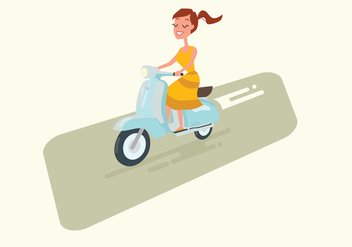 Girl Driving Vintage Scooter - бесплатный vector #440241