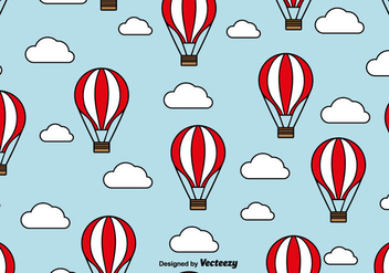 Hot Air Balloon Seamless Pattern With Clouds - vector gratuit #440331 