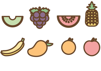 Flat Fruit Icons Vector - Kostenloses vector #440431
