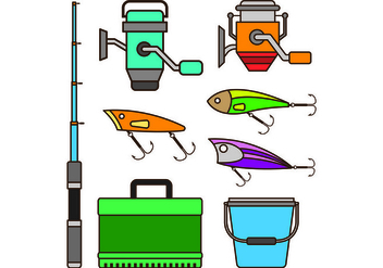 Set Equipment Icon Of Fishing Tackle - vector #440701 gratis