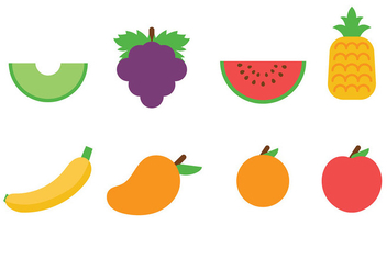 Flat Fruit Icons Vector - Kostenloses vector #440881