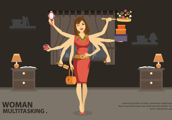 Multitasking Jobs Women Vector Illustration - Free vector #441021