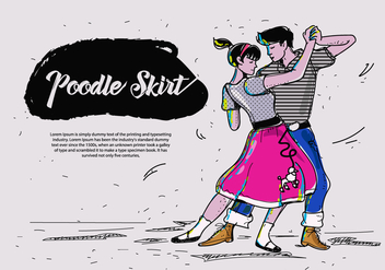 Poodle Skirt Dance Hand Drawn Vector Illustration - бесплатный vector #441051