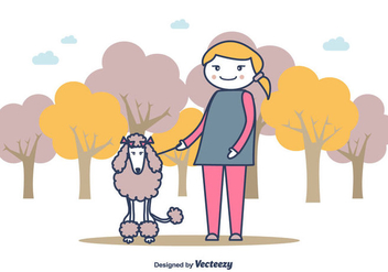 Girl And A Poodle Illustration Background - vector gratuit #441121 