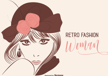 Woman Retro Fashion Portrait Vector Illustration - бесплатный vector #441901