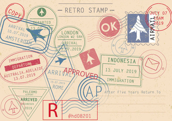 Set Of Retro Stamp Vectors - vector gratuit #442031 
