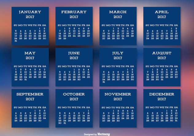 2017 Calendar on Beautiful Blurred Background - Free vector #442511